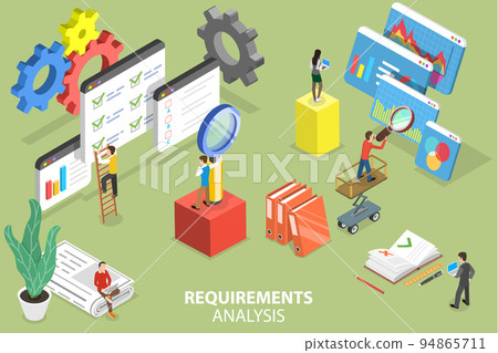 3D Isometric Flat Vector Conceptual Illustration of Requirements Analysis 94865711
