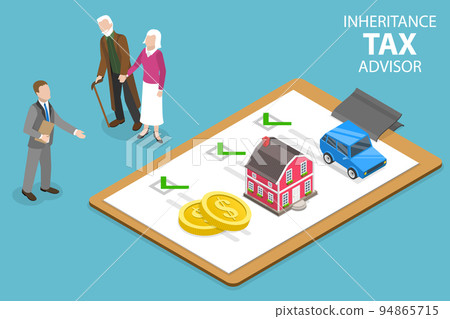 3D Isometric Flat Vector Conceptual Illustration of Inheritance Tax Advisor 94865715