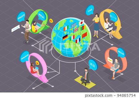 3D Isometric Flat Vector Conceptual Illustration of International Communication 3D Isometric Flat Vector Conceptual Illustration of International Communication 94865754