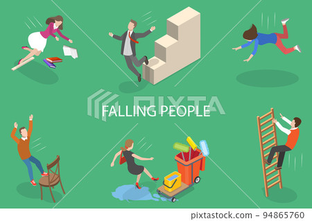 3D Isometric Flat Vector Conceptual Illustration of Falling Down People 94865760