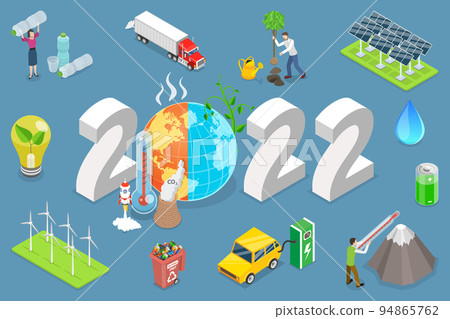 3D Isometric Flat Vector Conceptual Illustration of New Year And Climate Change 94865762