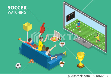 3D Isometric Flat Vector Conceptual Illustration of Soccer Watching 3D Isometric Flat Vector Conceptual Illustration of Soccer Watching 94866307