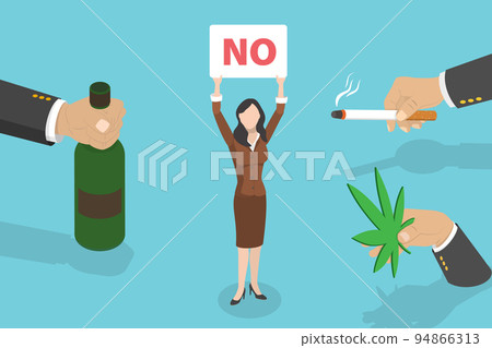 3D Isometric Flat Vector Conceptual Illustration of Bad Habits Refusal 3D Isometric Flat Vector Conceptual Illustration of Bad Habits Refusal 94866313