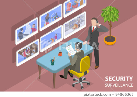 3D Isometric Flat Vector Conceptual Illustration of Security Surveillance 94866365