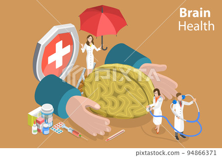 3D Isometric Flat Vector Conceptual Illustration of Brain Health 94866371