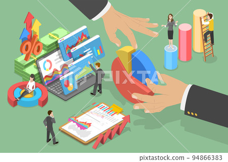3D Isometric Flat Vector Conceptual Illustration of Shares And Dividends 94866383