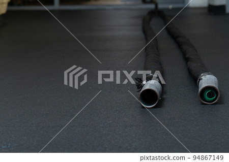 Gym fit rope training battle woman cross fitness workout, from physical body in strength from person sportswoman, working fun. One building powerful, Gym fit rope training battle woman cross fitness workout, from physical body in strength from person sportswoman, working fun. One building powerful, 94867149