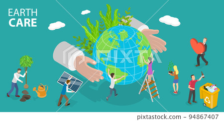 3D Isometric Flat Vector Conceptual Illustration of Earth Care 94867407