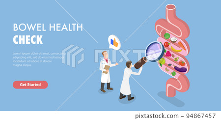 3D Isometric Flat Vector Conceptual Illustration of Bowel Health Check 3D Isometric Flat Vector Conceptual Illustration of Bowel Health Check 94867457