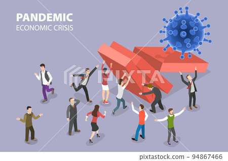 3D Isometric Flat Vector Conceptual Illustration of Pandemic Economic Crisis 94867466