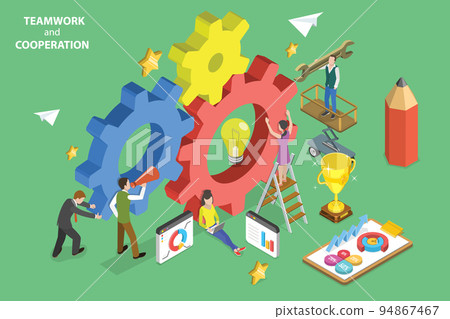 3D Isometric Flat Vector Conceptual Illustration of Teamwork And Cooperation 94867467