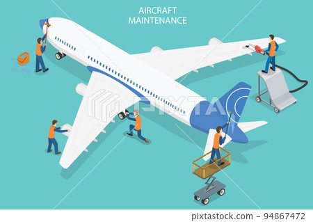 3D Isometric Flat Vector Conceptual Illustration of Aircraft Maintenance 94867472