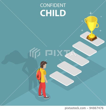 3D Isometric Flat Vector Conceptual Illustration of Confident Child 3D Isometric Flat Vector Conceptual Illustration of Confident Child 94867476