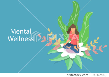3D Isometric Flat Vector Conceptual Illustration of Mental Wellness 94867480