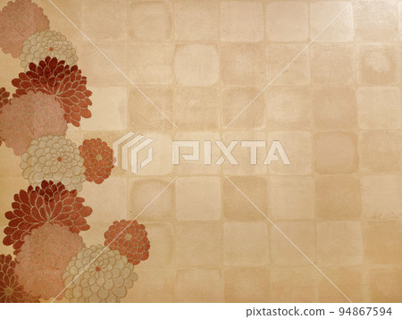 Checkered pattern with chrysanthemum pattern Japanese pattern background material Checkered pattern with chrysanthemum pattern Japanese pattern background material 94867594