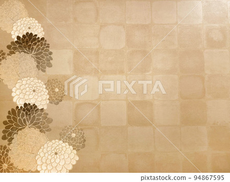 Checkered pattern with chrysanthemum flowers Japanese pattern Checkered pattern with chrysanthemum flowers Japanese pattern 94867595