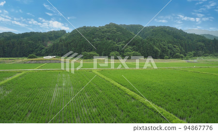 田園風光、藍天和山(日本稻田、稻田、自然景觀、農業) 田園風光、藍天和山(日本稻田、稻田、自然景觀、農業) 94867776