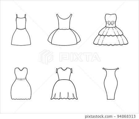 Set of Doodle Dress Woman Feminine Vector  Set of Doodle Dress Woman Feminine Vector  94868313