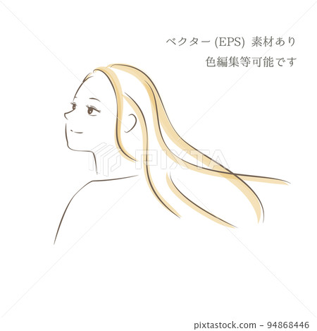 面向前方感受風的輪廓女性的插圖/矢量 94868446