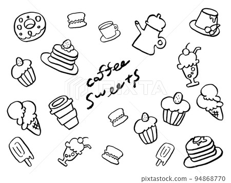 糖果和咖啡簡單手繪插圖集 94868770