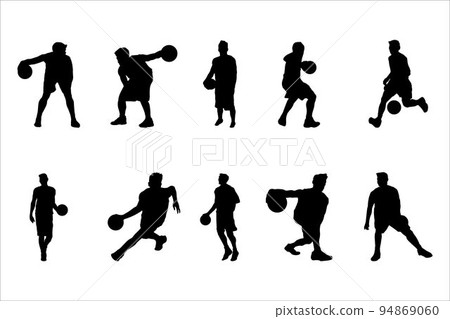 Set of Silhouette Basketball Player on a White Background  94869060