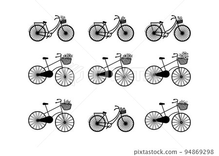 Collection of Floral Decoration on Bicycle Vectors Collection of Floral Decoration on Bicycle Vectors 94869298