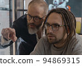 CEO and 3D artists discusses something and looks at monitor 94869315