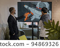CEO of company studio developers of games discusses with the artist 3D model 94869326