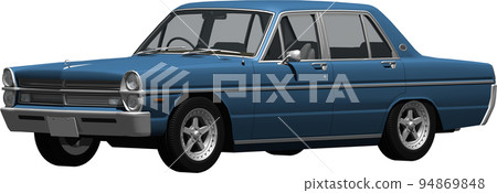 Cut-out image of Nissan A30 Gloria, a nostalgic popular classic car vertical groovy. background transparent illustration 94869848