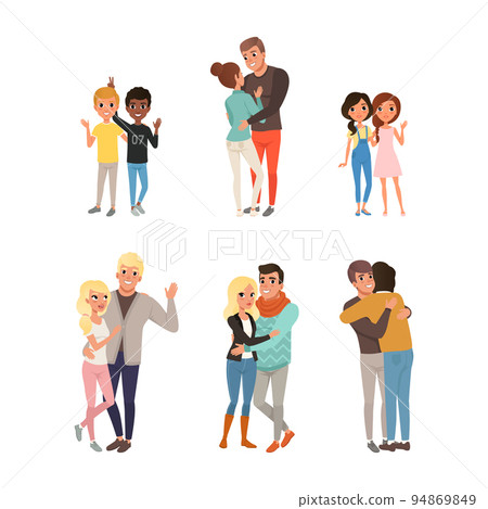 Set of diversity couples. Lesbian, homosexual and heterosexual people vector illustration 94869849