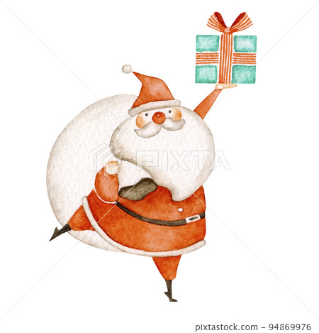 聖誕老人聖誕禮物水彩插圖 94869976