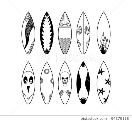 Collection of Surfboard Decoration Vector  94870118