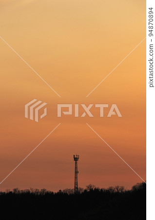 The sky dyed in the sunset and the radio tower The sky dyed in the sunset and the radio tower 94870894