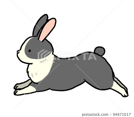 Jumping black and white patterned rabbit Jumping black and white patterned rabbit 94871017