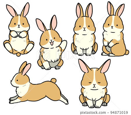 一組奶油圖案的兔子 一組奶油圖案的兔子 94871019