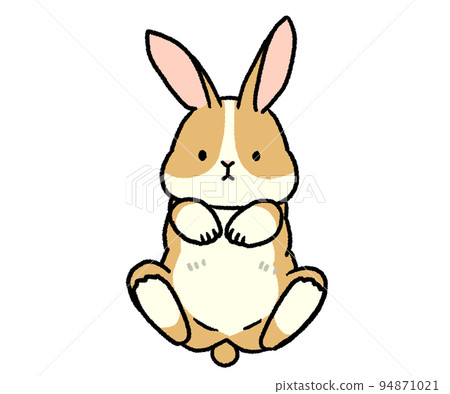 帶有奶油圖案的兔子，露出肚皮 94871021