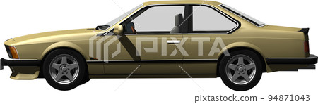 Cutout image of German classic car BMW 635 Coupe. background transparent illustration 94871043