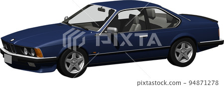 德國經典汽車 BMW 635 Coupe 的摳圖圖像。背景透明插圖 德國經典汽車 BMW 635 Coupe 的摳圖圖像。背景透明插圖 94871278