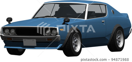 A clipped image of the old-fashioned and popular Kenmeri Nissan Skyline GT-R. background transparent illustration 94871988