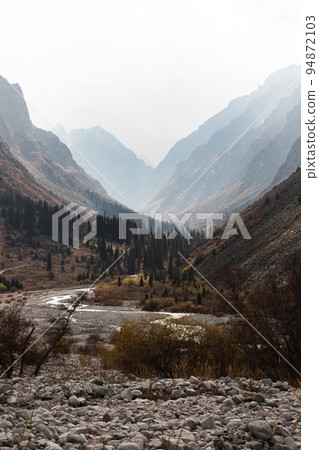 Landscape above Ala Archa Pass, Kyrgyzstan. Landscape above Ala Archa Pass, Kyrgyzstan. 94872103