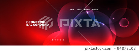 Shiny neon circles and bubbles, dark abstract background with blurred magic neon light, wallpaper design 94872108