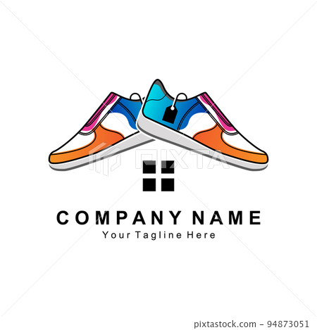Sneakers Shoe Logo Design, vector illustration of trending youth footwear, simple funky concept Sneakers Shoe Logo Design, vector illustration of trending youth footwear, simple funky concept 94873051