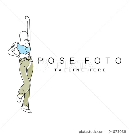 Woman Selfie Pose Logo Design, Photo Style Vector Illustration 94873086