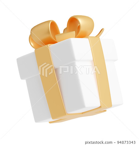 3D render gift box with ribbon, present package 94873343