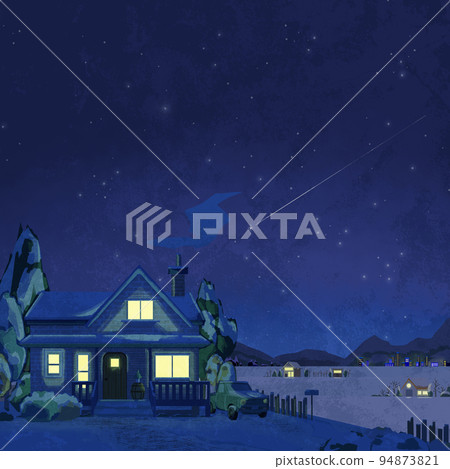 Snow country night landscape hand drawn watercolor style illustration Snow country night landscape hand drawn watercolor style illustration 94873821