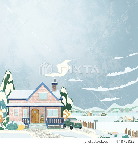 雪景手繪水彩風格插圖 雪景手繪水彩風格插圖 94873822