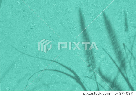 Shadow of leaves on mint green concrete wall texture background Shadow of leaves on mint green concrete wall texture background 94874087