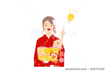 一個穿著和服的女人指點並給出建議 一個穿著和服的女人指點並給出建議 94874290