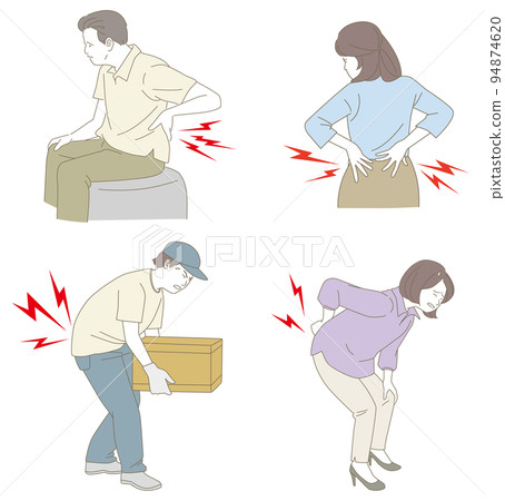 背痛患者的簡單線條畫插圖 背痛患者的簡單線條畫插圖 94874620