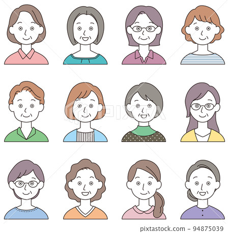 Middle-aged woman face icon set 94875039